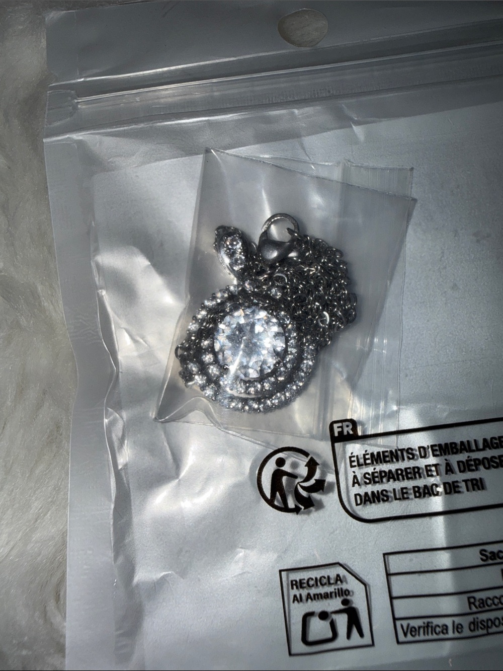 Silver Crystal Halo Pendant Necklace - Women Jewelry